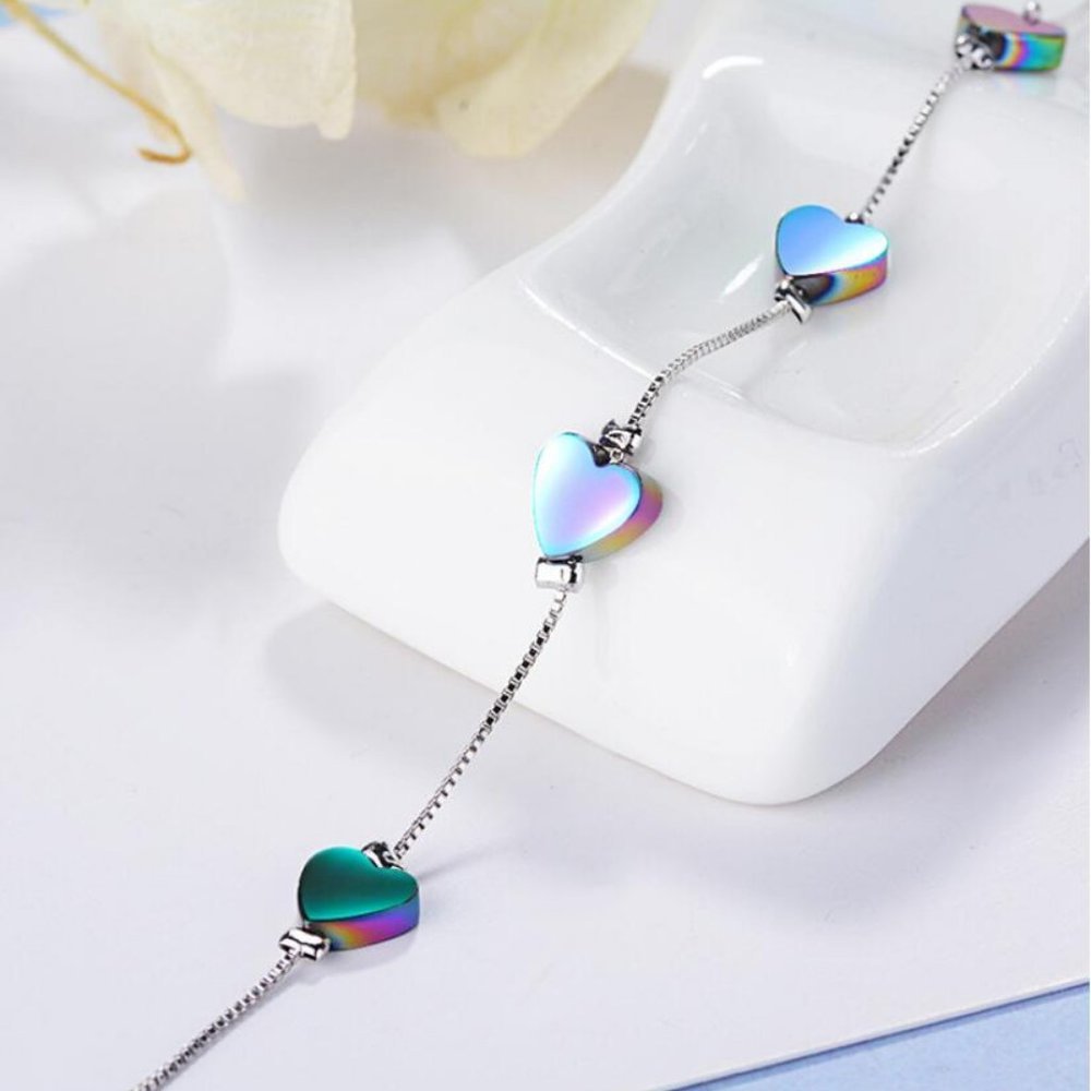 NEW 925 Sterling Silver Gradient Heart Bracelet - Picture 7 of 8